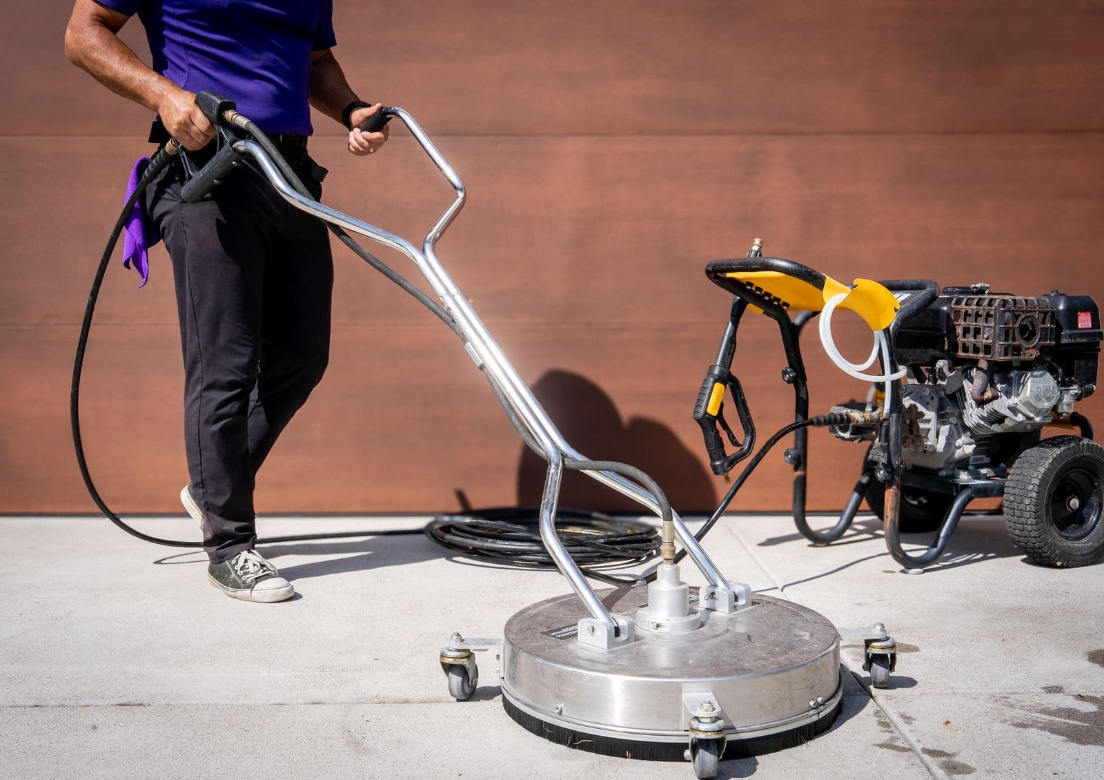 Surface cleaner and pressure equipment staged for a job