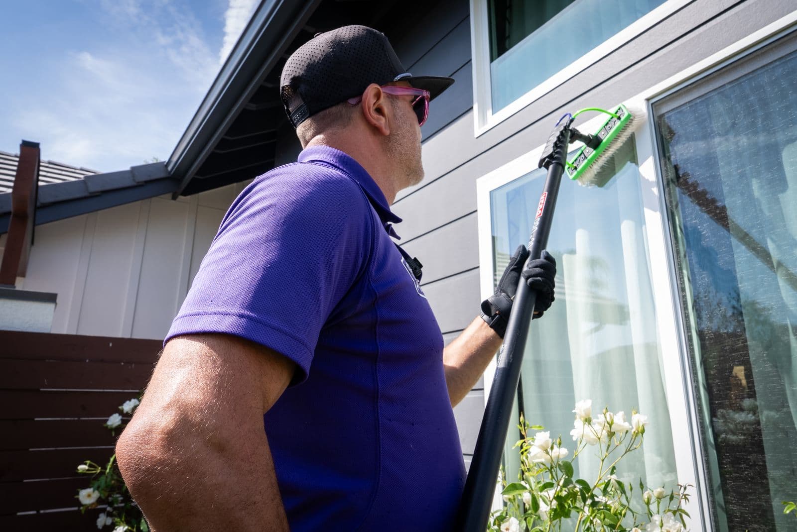 Squeegeeing an exterior window