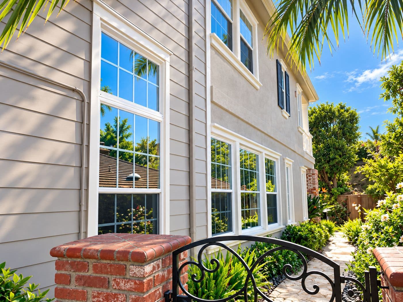 Clean windows across a two-story San Diego home